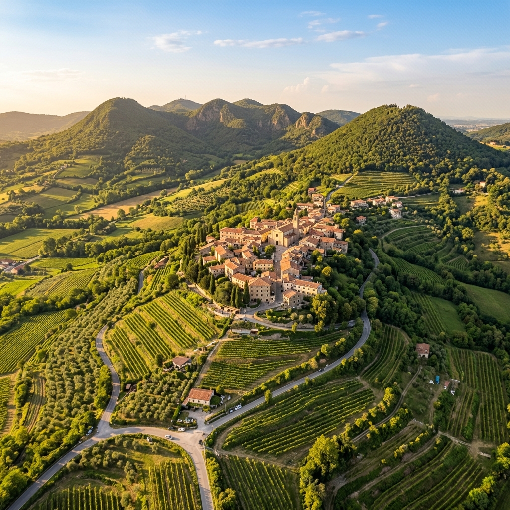 Vista aerea di Torreglia, Colli Euganei